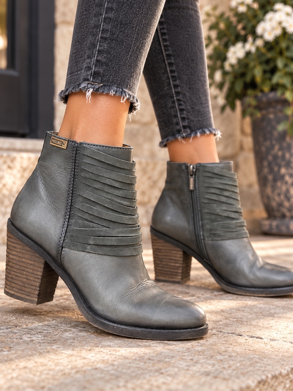 Pikolinos Alicante Gray Leather Suede Ankle Boots Booties Size 39 (TC)
